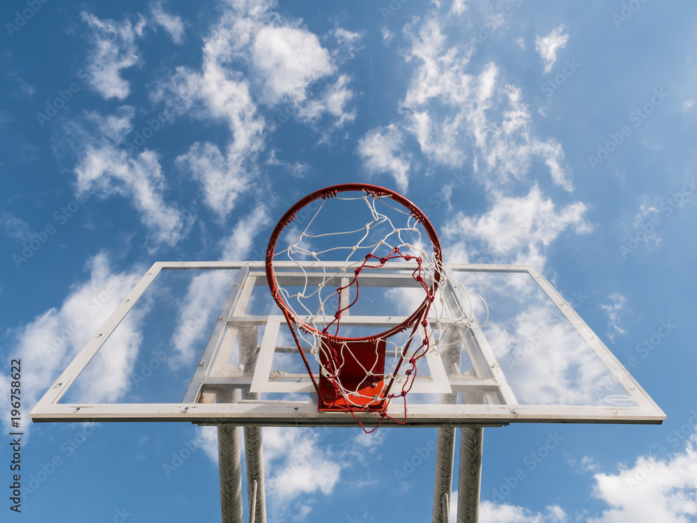 Basketball Hoop Against The Blue Sky Basketball Hoop Against The Blue Sky