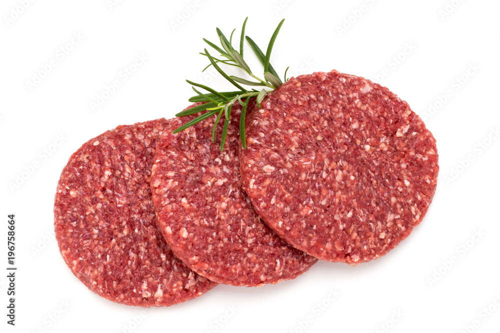 Raw fresh hamburger meat isolated on white. Raw fresh hamburger meat isolated on white.