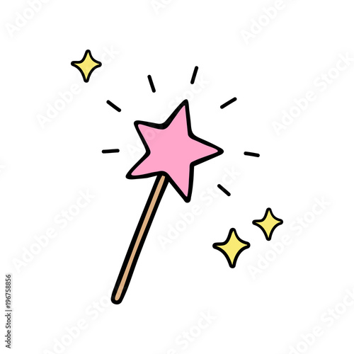 Fotografie, Obraz Pink star shaped magic wand with shiny sparkles