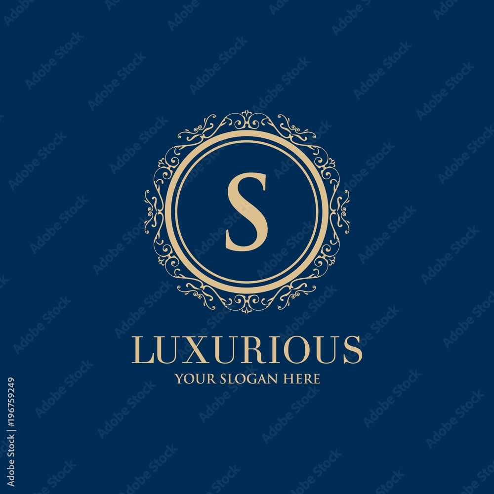 Fototapeta premium Luxury Logo template in vector for Restaurant, Royalty, Boutique, Cafe, Hotel, Heraldic, Jewelry, Fashion and other vector illustration