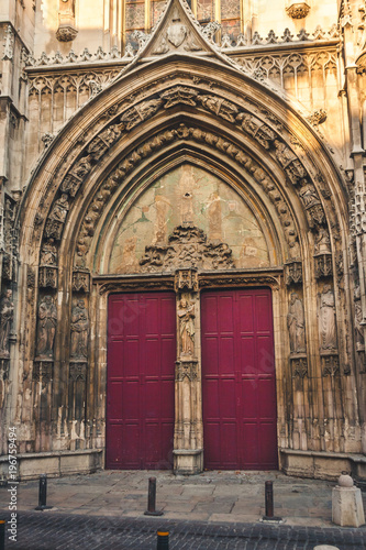 Gothic gate entrance of medieval Saint-Sauveur cathedral in Aix-en-Provence, France