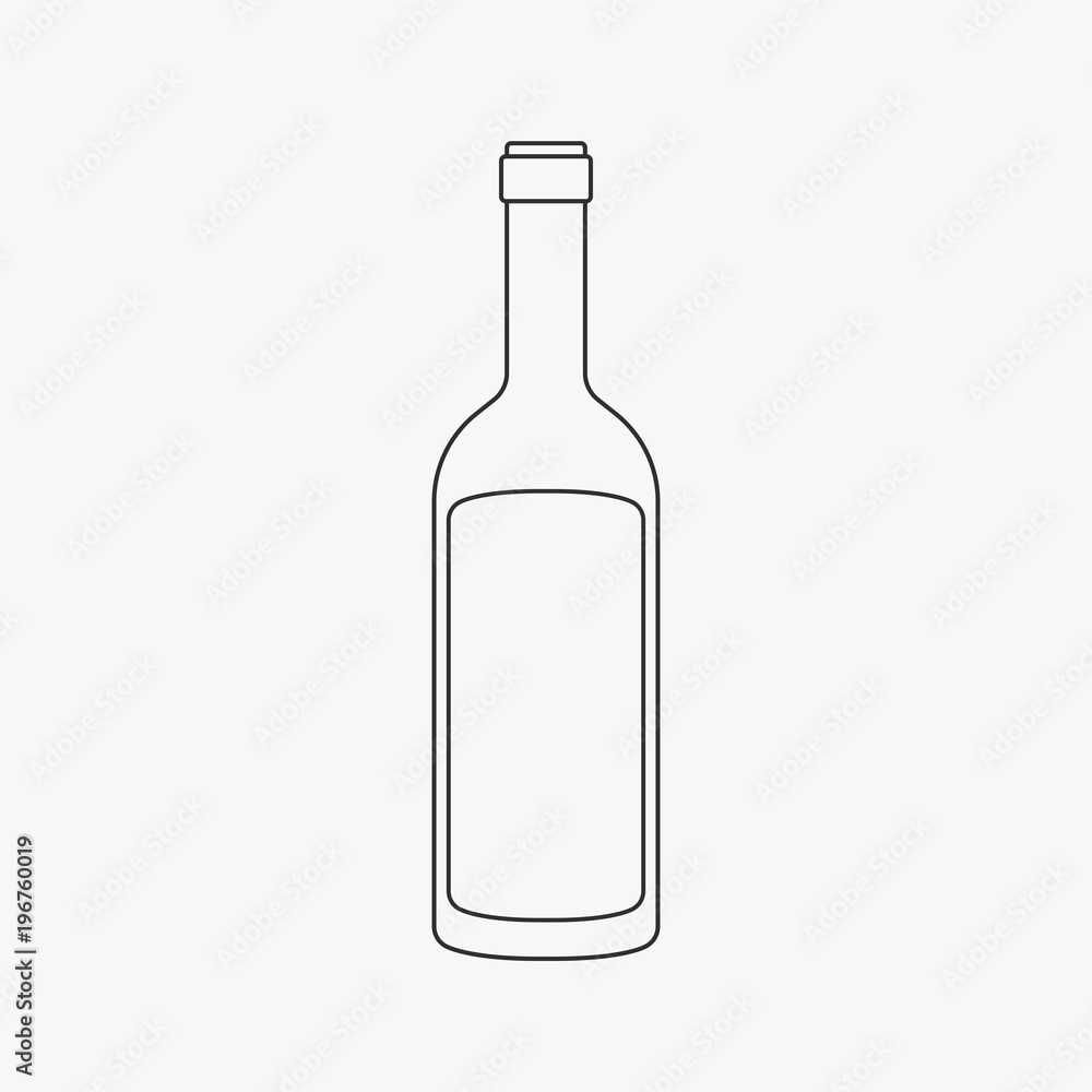 Wine bottle flat black outline design icon Wine bottle flat black outline design icon