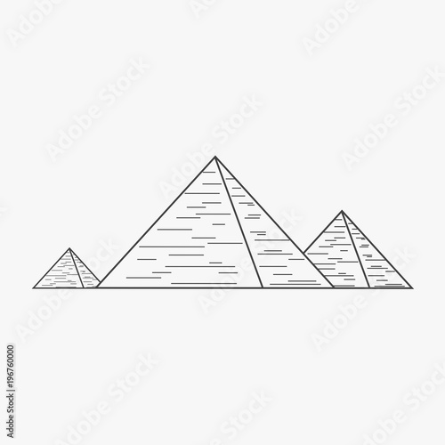 Pyramids flat black outline design icon
