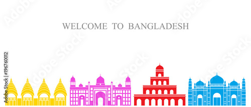 Bangladesh set. Isolated Bangladesh architecture on white background