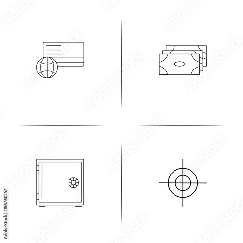 Banking, Finance And Money simple linear icon set.Simple outline icons