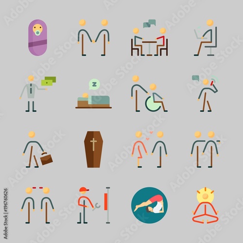 Icons about Human with friend, relations, baby, yoga, boyfriend  and trust