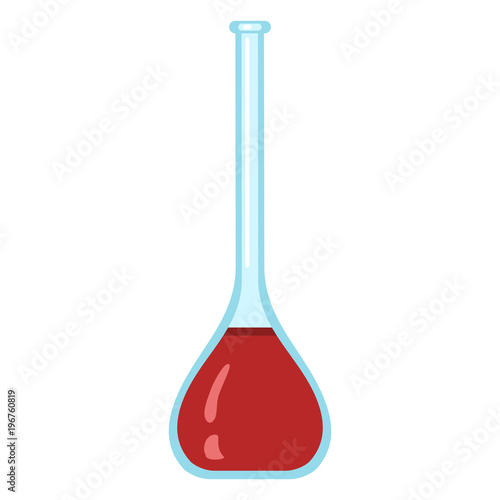 Vector Single Icon - Flatt-Bottom Bottle with High Neck .Chemical Lab Glassware.