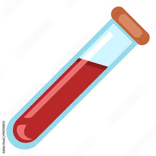 Vector Single Icon - Glass Vial with Blood.Chemical Lab Glassware.