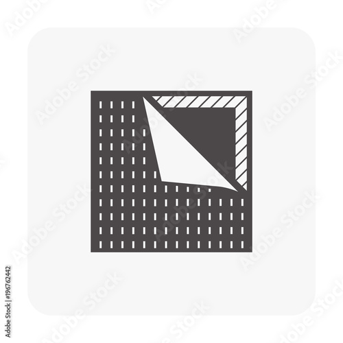 Linoleum or lino floor cover material vector icon design. That is a flexible floor finishing or paving material to installation or construction on concrete floor with glue, tape or adhesive material.