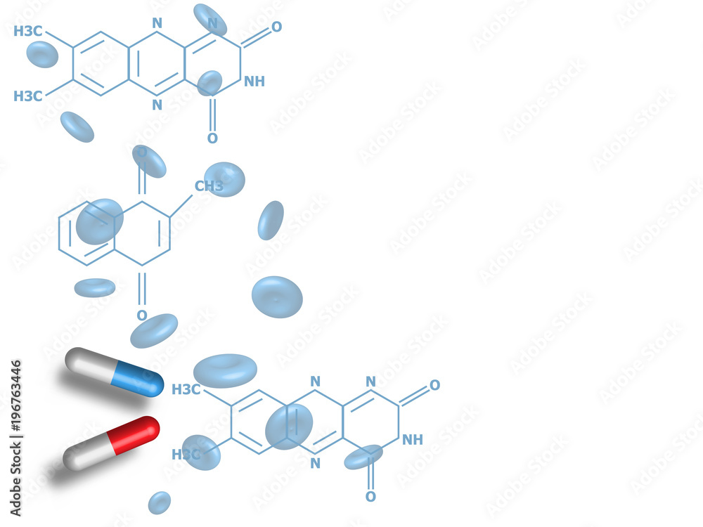 Medicines and blood cells on chemistry formula as background represent medical and health care concept. Technology Background. Vector Illustration. Medicines and blood cells on chemistry formula as background represent medical and health care concept. Technology Background. Vector Illustration.