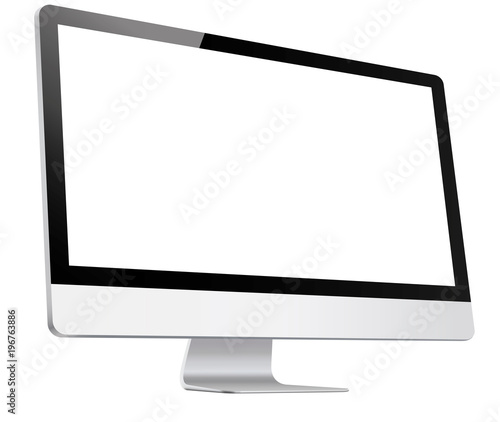 Computer, Monitor, in Imac style realistic on white background, Imac perspective view, 3D, isolated – vector illustration