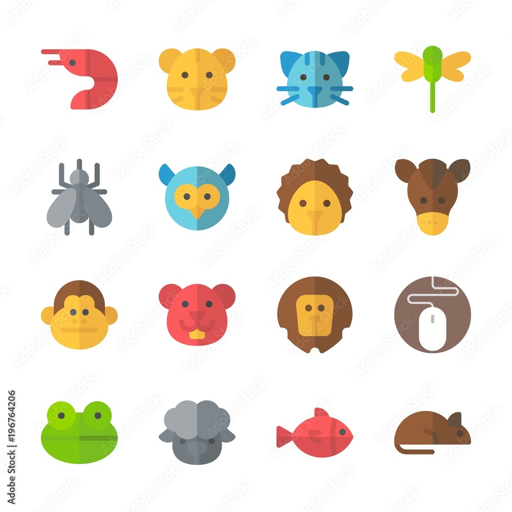 Obraz premium icon Animals with owl, tiger, cat, rat and hamster
