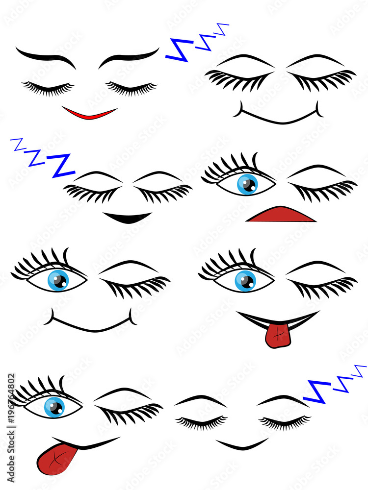 Cartoon faces expression line icons set. Set of emoticons or emoji illustration line icons. Smile icons line art isolated vector illustration on white background Cartoon faces expression line icons set. Set of emoticons or emoji illustration line icons. Smile icons line art isolated vector illustration on white background