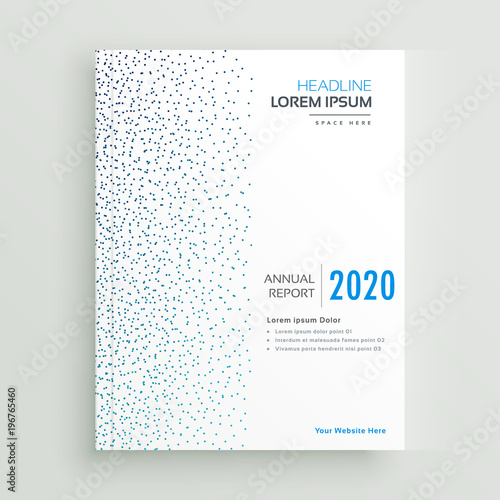 minimal annual report brochure design with blue dots