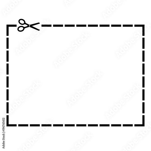 Cut out coupon rectangle shape with scissors. Vector illustration