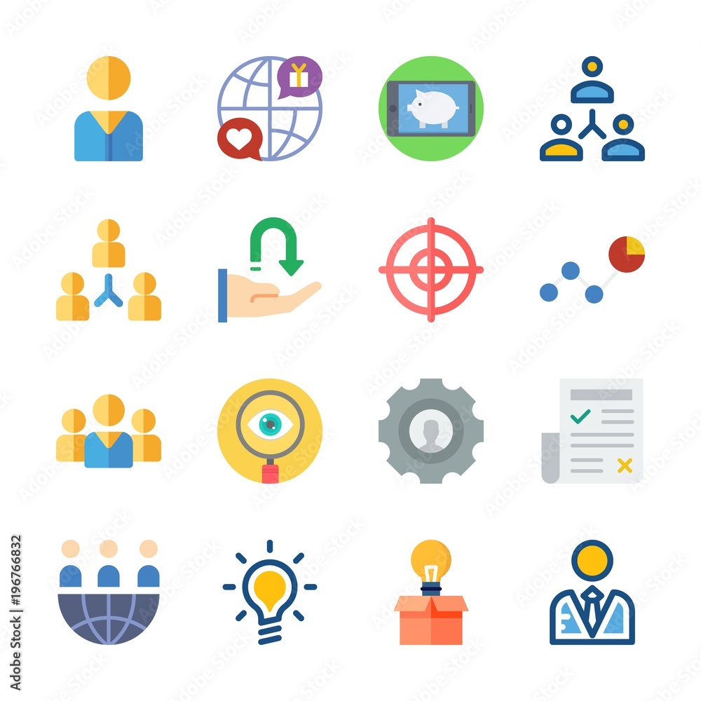 icon Marketing with user, networking, search, receive and smartphone icon Marketing with user, networking, search, receive and smartphone