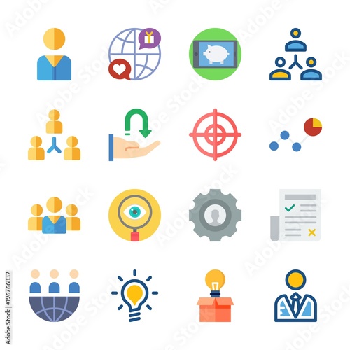 icon Marketing with user, networking, search, receive and smartphone