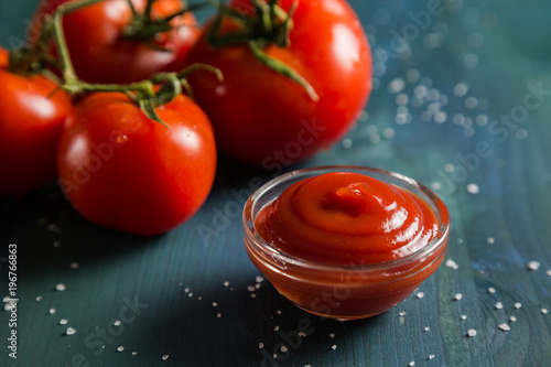Portion of tomato ketchup photo