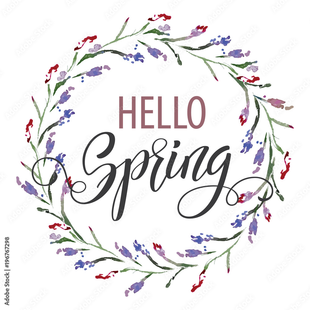 Hand drawn lettering. Watercolor flowers Background. Spring holidays. Vector Illustration EPS10 Hand drawn lettering. Watercolor flowers Background. Spring holidays. Vector Illustration EPS10