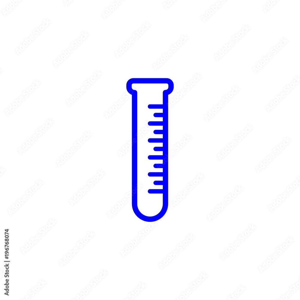 Blue test tube illustration on white