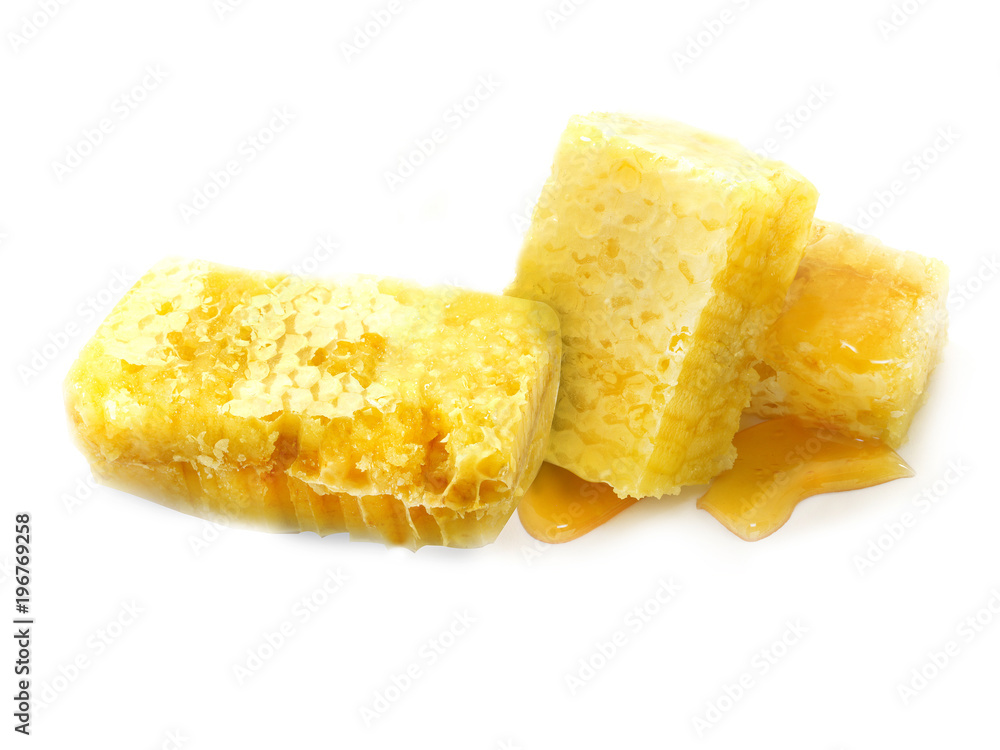 Photo of a macro of tasty honey in honeycombs