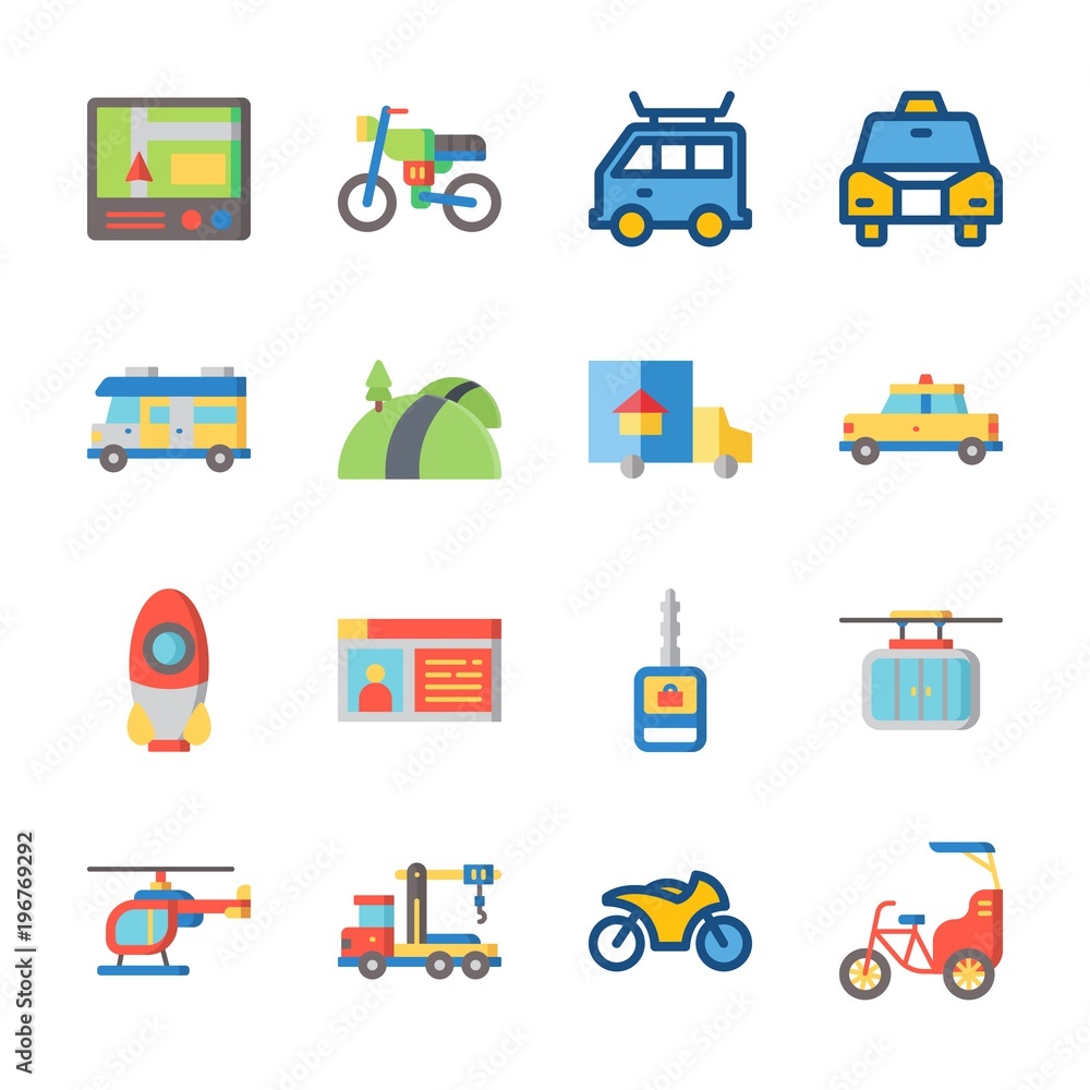 icon Transportation with crane, road, taxi, car key and gps icon Transportation with crane, road, taxi, car key and gps