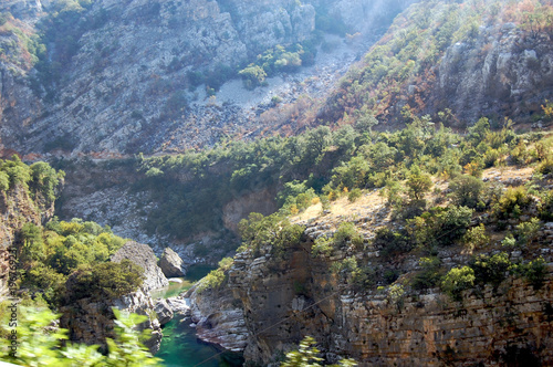 Canyon of the Moraca river in the morning sun in Montenegro.