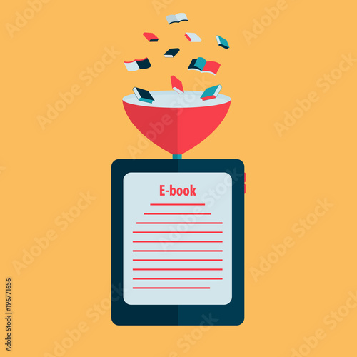 Loading books into ebook reader. Free royalty images.