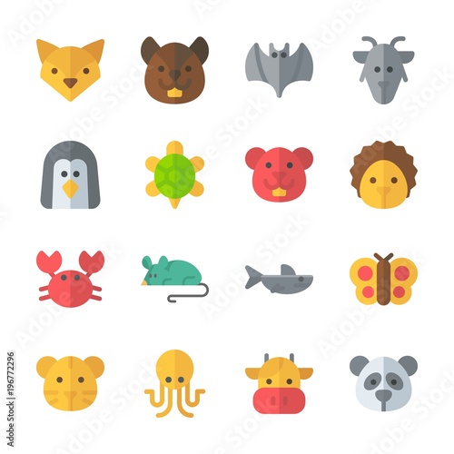 icon Animals with fox, butterfly, goat, hamster and tiger