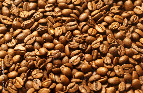 Obraz na płótnie Coffee beans top view background w salonie