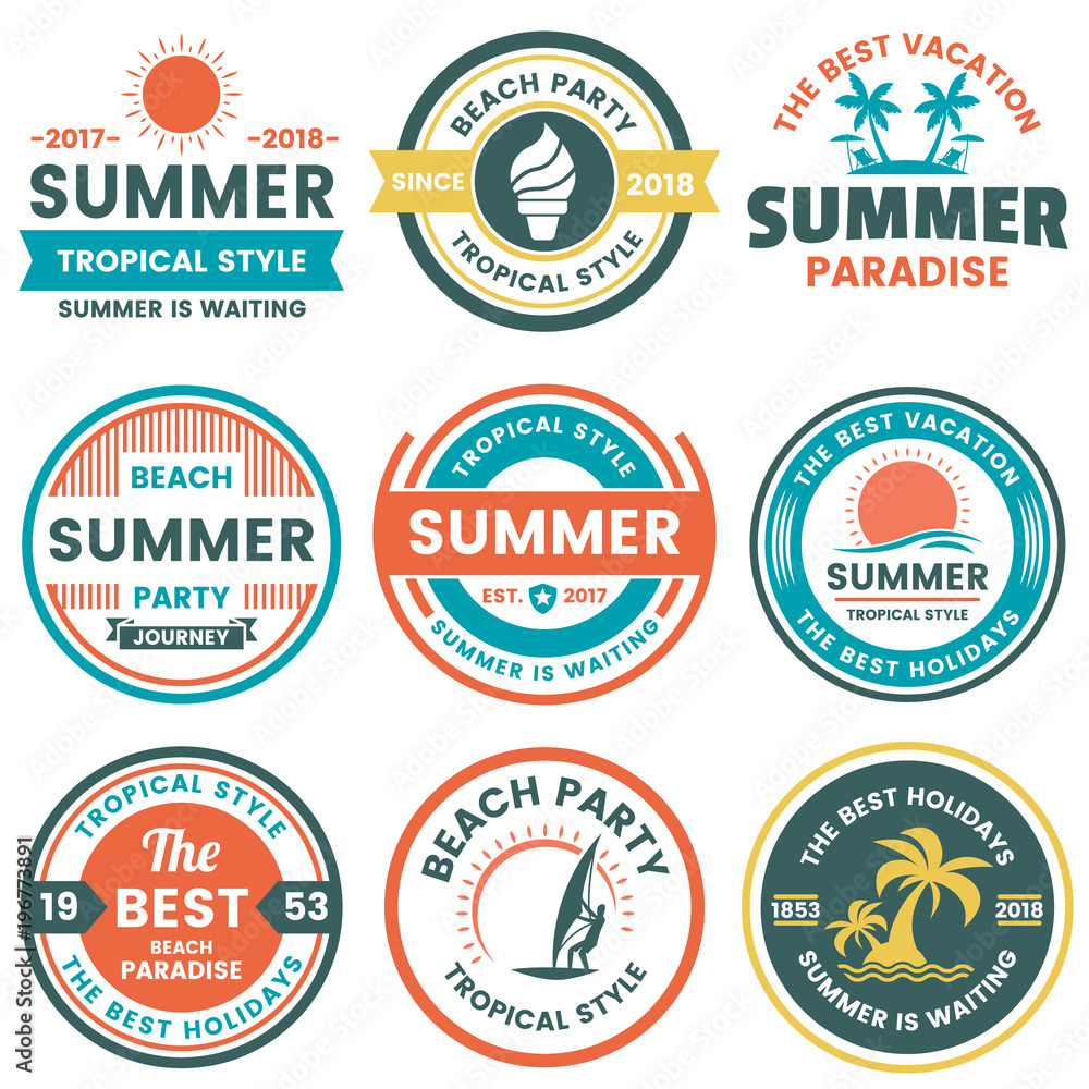 Summer Retro Vector Logo for banner