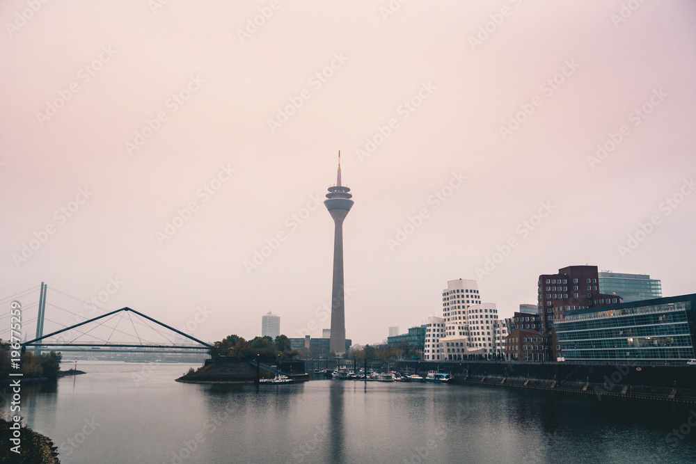 Panoramic View of the media harbor (Medienhafen) Dusseldorf , Germany