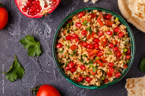 Tabbouleh salad, traditional middle eastern or arab dish.