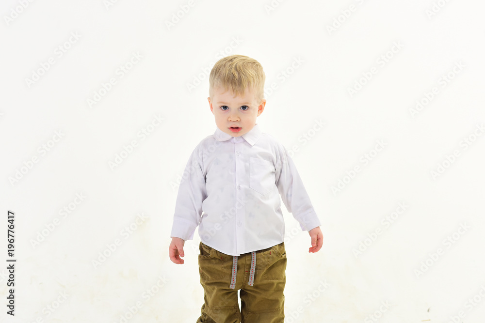 Little boy in white shirt, business. Little boy in white shirt, business.