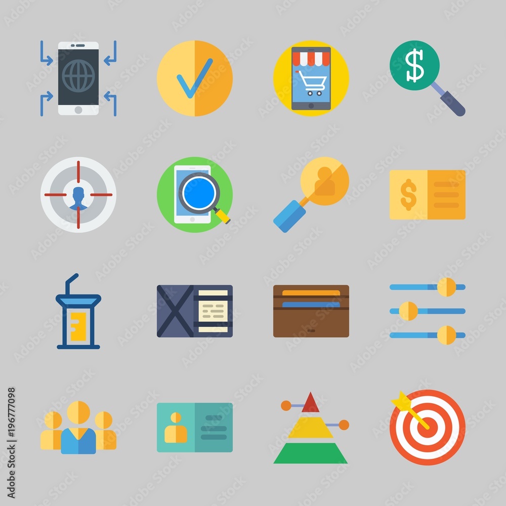 Icons about Business with pyramid, teamwork, check, smartphone, wallet and checked Icons about Business with pyramid, teamwork, check, smartphone, wallet and checked