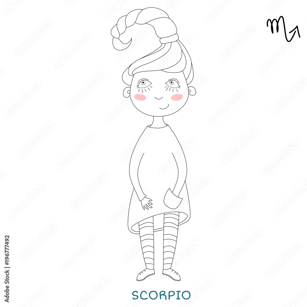 cute girl in the form of zodiac sign. Scorpio cute girl in the form of zodiac sign. Scorpio