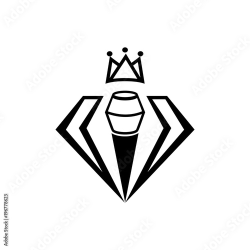 crown on diamond singer with microphone  icon