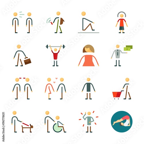 icon Human with sportsman, businessman, boyfriend , disable and illness