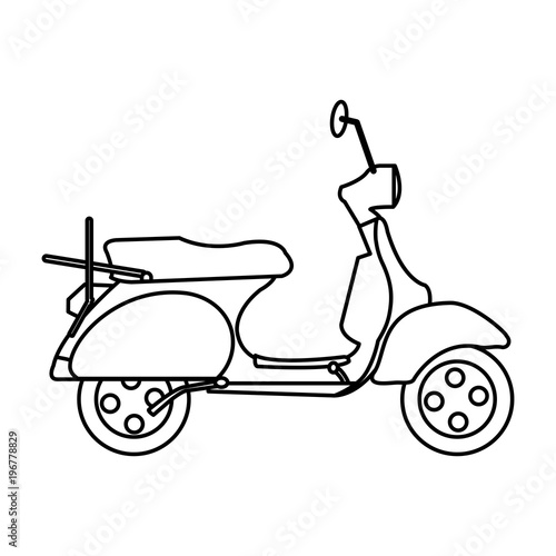 line motocycle transportation travel with mirror and wheels