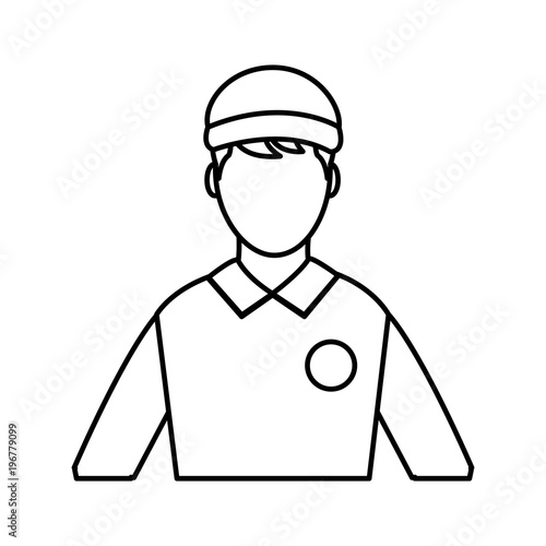 line man delivery courier wth hat and t-shirt uniform