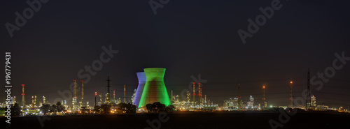 Industrial Refineries at night, with smoke HDR photo