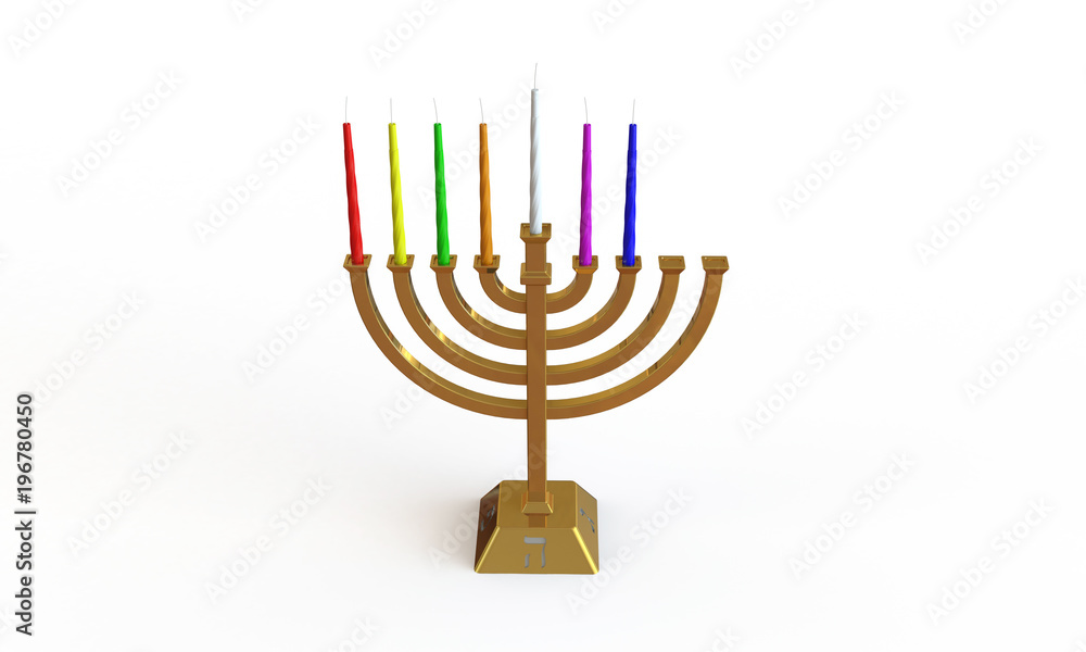 Hanuka menorah and candles isolated on white Hanuka menorah and candles isolated on white