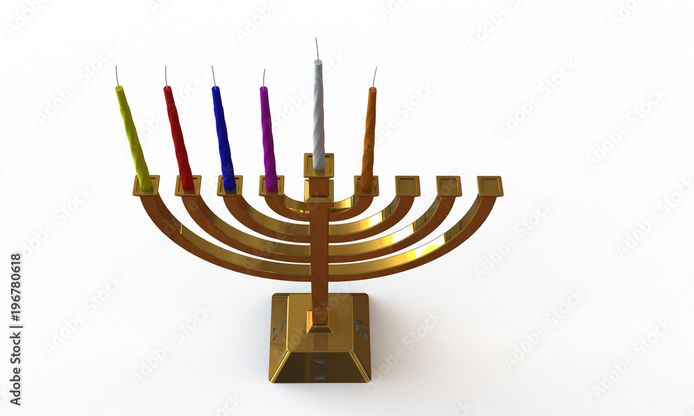 Hanuka menorah and candles isolated on white Hanuka menorah and candles isolated on white