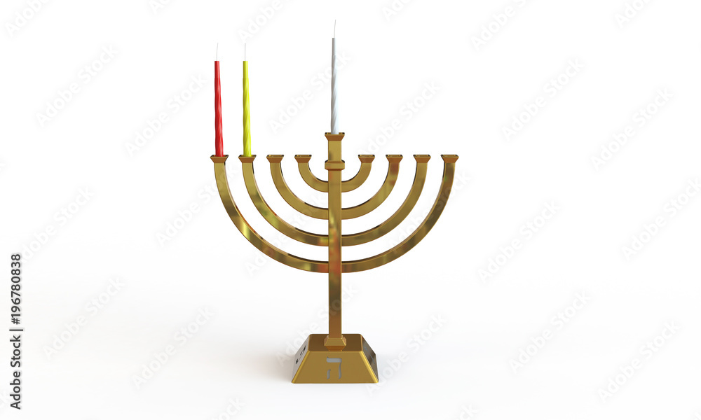 Hanuka menorah and candles isolated on white Hanuka menorah and candles isolated on white