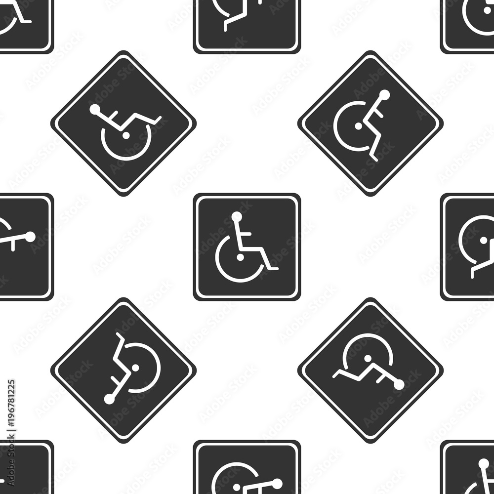 Disabled handicap icon seamless pattern on white background. Wheelchair handicap sign. Flat design. Vector Illustration Disabled handicap icon seamless pattern on white background. Wheelchair handicap sign. Flat design. Vector Illustration