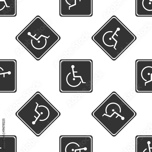 Disabled handicap icon seamless pattern on white background. Wheelchair handicap sign. Flat design. Vector Illustration