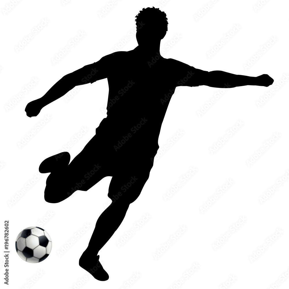 FOOTBALLEUR SILHOUETTE NOIRE fond blanc FOOTBALLEUR SILHOUETTE NOIRE fond blanc