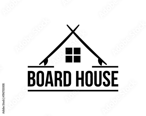 Photography Surfing Board House Sign Symbol Concept Logo Vector