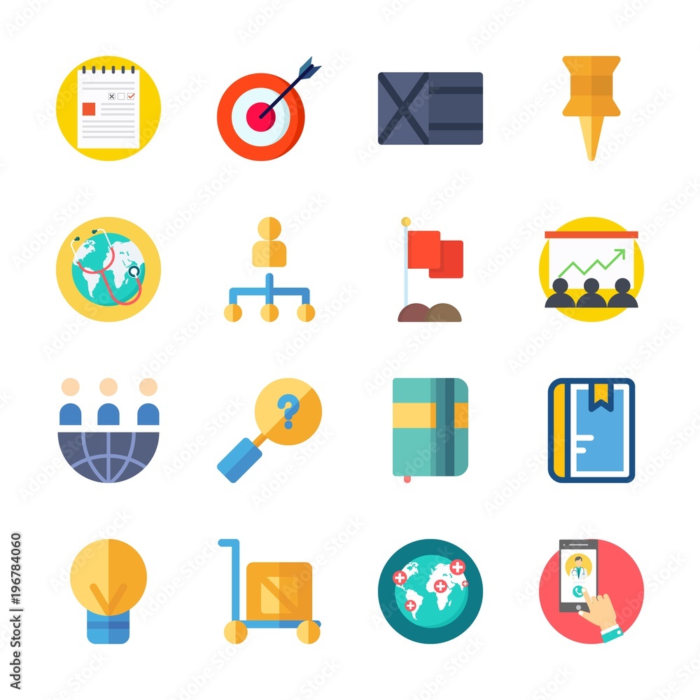 icon Business with note, notebook, teamwork, wallet and targeting icon Business with note, notebook, teamwork, wallet and targeting