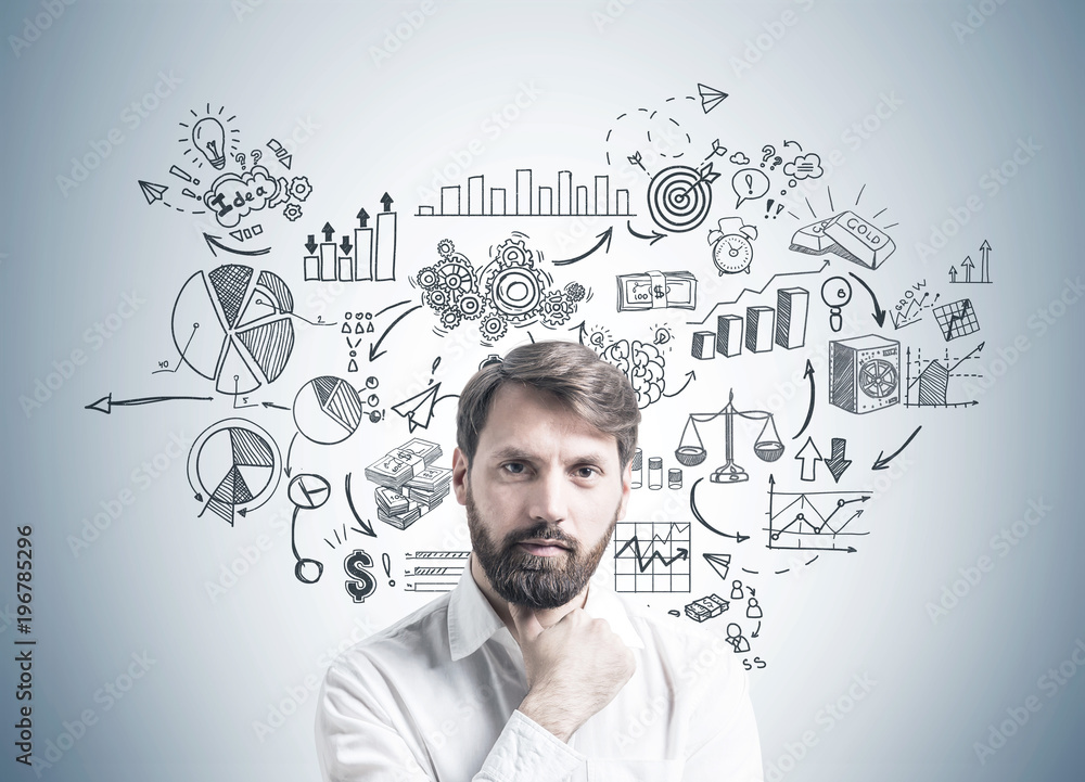 Confident young businessman, business strategy Confident young businessman, business strategy